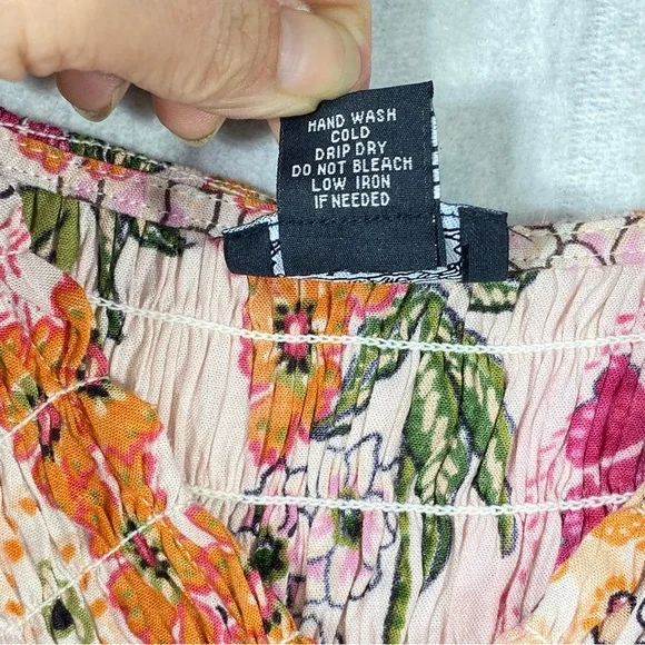 Angie Top Womens XS Boho Floral Peplum Smocked Blouse Flutter Sleeve Cottagecore - Picture 6 of 12